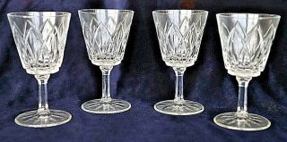 Vintage Cut Lead Crystal Sherry Glasses / Port Glasses / Wine Glasses Set Of 4