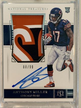 2018 National Treasures Anthony Miller Rc Rookie Logo Patch Auto Rpa 88/99