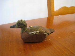Vintage Duck Ornament - Wooden 4 " Quality Hand Carved & Painted Wood Phillipines