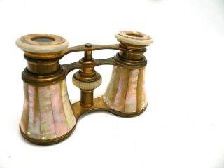 Vintage Opera Glasses Brass & Mother Of Pearl