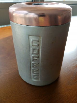 Vintage Aluminum Coffee Canister Made In Italy Metasco Mid Century Kitchen Decor