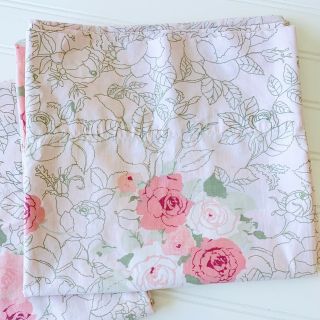 Vintage Pair King Pillowcases Pink Roses Floral 1960 