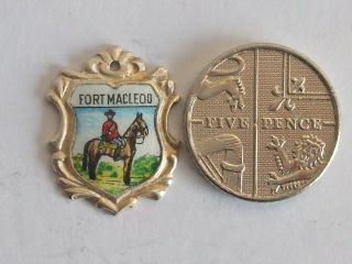 Fort MacLeod vintage silverplate enamel travel charm Mounties NWMP 3