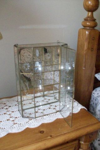 Vintage Brass And Glass Wall Display Case