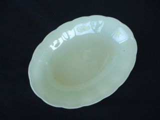 Vintage Grindley England Almond Petal Green Oval Serving Dish Bowl 2 Available