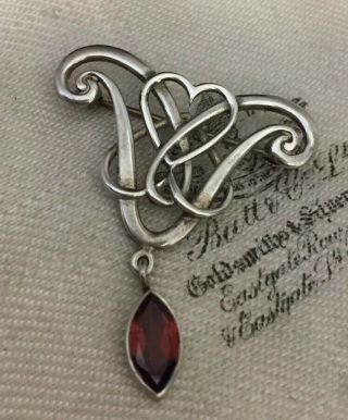 Vintage Jewellery Ola Gorie Sterling Silver And Garnet Pendant Sweetheart Brooch
