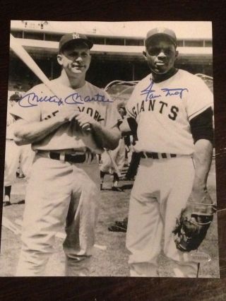 Mickey Mantle / Willie Mays Signed 8x10 Photo.  Certified With