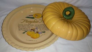 Vintage Pumpkin Pie Plate With Lid And Recipe