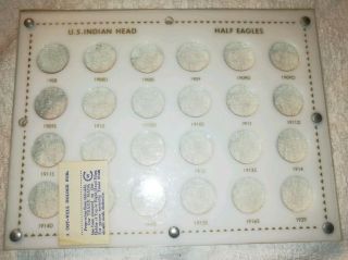 Vtg Cot - Well Holder Clear Display Case U.  S.  Indian Head Half Eagles Coins White