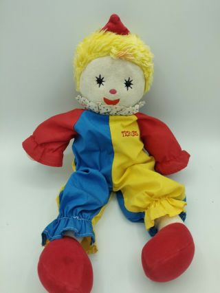 Vintage Kinder Gund Clown Tickles Plush 1988