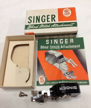 Vintage Singer Blind Stitch Sewing Machine Attachment & Box 160616 1949 Usa