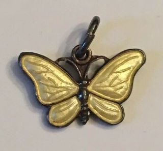 Vb Denmark Volmer Bahner Butterfly Charm Yellow Enamel Sterling Silver 925 Vtg