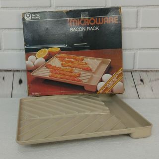 Vintage Anchor Hocking Microware Microwave Bacon Cooking Tray Rack Box Pm 469 - T1
