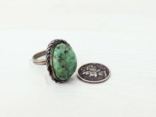 Old Navajo Sterling Silver Turquoise Vintage Native American Size 7.  25 Ring 2