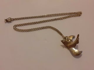 (s) Unusual Vintage Sterling Silver Bird Pendant On 21 Inch 925 Chain 6.  3g
