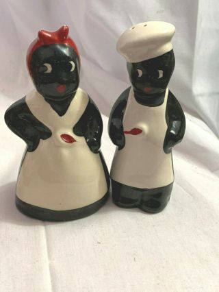 Vintage Black Americana Chef Pappy and Mammy Salt & Pepper Shakers 2