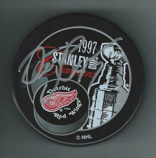 Doug Brown Signed Detroit Red Wings 1997 Stanley Cup Champions Puck