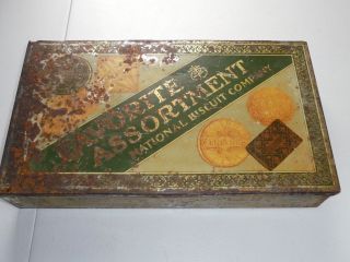 Vintage Nabisco Favorite Assortment Cookie Tin National Biscuit Co.  2 Pounds