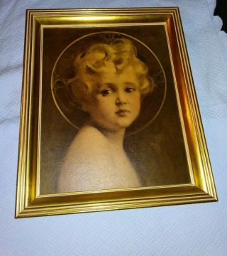 Vintage Baby Jesus Framed Picture Light Of The World Edward Gross Co.  17 X 14