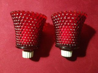 Matching Pair Vintage Avon Cape Cod Red Candle Holders 3.  5 " H X 3 " Dia