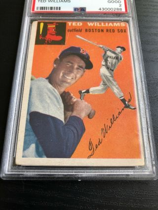 1954 Topps 1 - Ted Williams - Psa 2 Good - Hof - Boston Red Sox Superstar