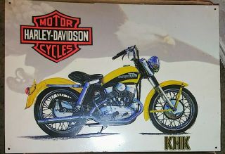 Vintage 1997 Harley Davidson Khk Metal Sign,  Made In U.  S.  A