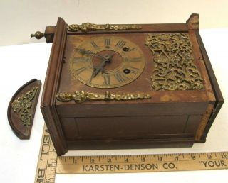 Antique Vintage Bracket Shelf Clock W/brass Face & Mounts As - Is Parts Restore