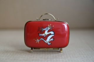 Vintage Limoges French Figural Trinket Box – Luggage With Japanese Dragon Design