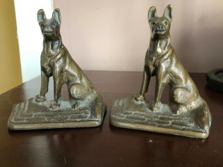 Vintage German Shepherd Dog Bronze Bookends