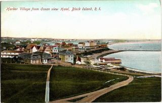 Harbor Village From Ocean View Hotel Block Island Ri C1906 Vintage Postcard V26