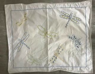 Pottery Barn Vintage Standard Pillow Sham - Dragonfly - Cotton White 
