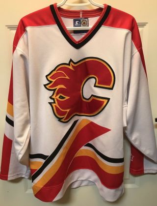 Vintage 1990’s Starter Calgary Flames Alternate Jersey Hockey Nhl