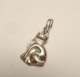 VINTAGE SITTING KITTY CAT PET LOVER CHARM PENDANT STERLING SILVER 925 2