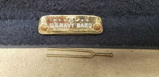Vintage U.  S.  Navy Band M.  Hohner Harmonica Made In Germany W/ Tuining Fork