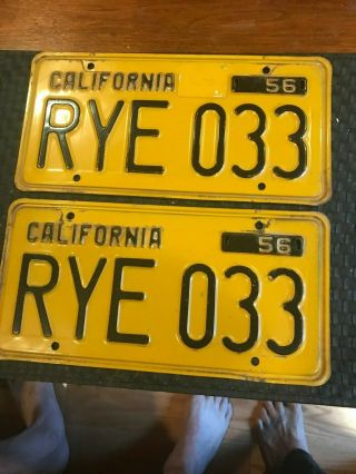 1956 California Yellow And Black Plates