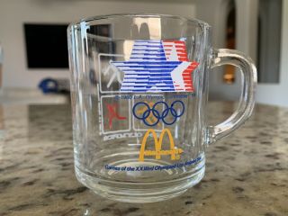 Vintage 1984 Mcdonalds Xxii 23rd Los Angles Olympic Glass Coffee Mug Cup 10oz