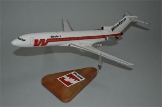 Boeing 727 - 200 Western 1/100 Scale Airplane Desk Model From Mahogany Wood