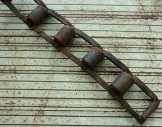 Vintage Steel Square Link Chain 5ft.  Farm Gear Industrial Steampunk Art 2