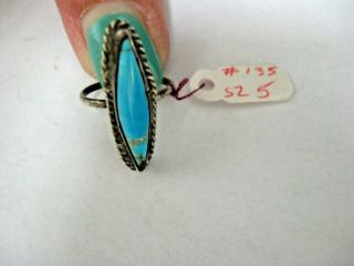 Vintage Old Pawn 925 Sterling Silver Turquoise Ring Size 5