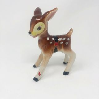 Vtg Ceramic Christmas Reindeer Figurine Deer Sweet Face Stamped 259 Hand Painted