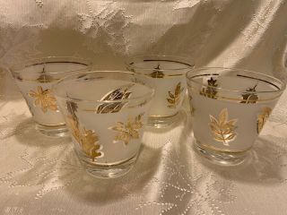Vintage/retro Frosted Gold Leaf Highball Glasses Set Of 4 Mid Century Modern