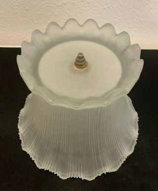 Vintage Art Deco Frosted Glass Clip - On Lamp Shade