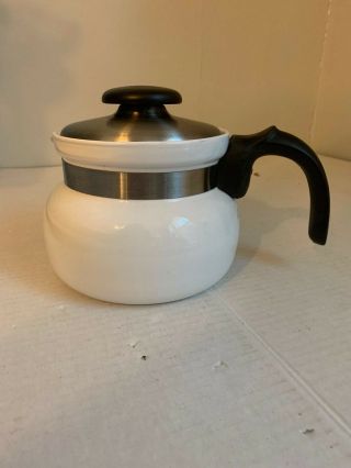 Vintage Corning Ware P - 168 White 8 Cup Teapot Tea Pot Stove Top Lid Euc C73