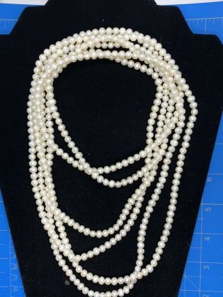 Vintage Freshwater 5 - 6 Mm Pearls Endless Necklace 100 Inches Stunning