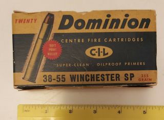 Vintage (montreal) " Cil Dominion 38 - 55 Winchester Sp " Cardboard Box - Empty