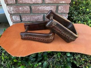 Vintage / Western Saddle Stirrups,  Leather Lace Mens Lg,  Tack And Saddles