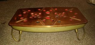Vintage Copper Brass Pan Warmer Tealight Hot Plate Tray Stand Double 2 Burners