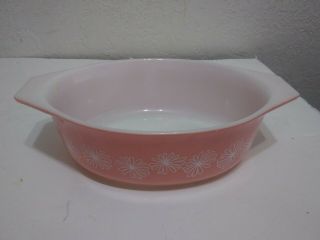 Vintage Pyrex Pink Daisy 043 Oval Casserole Dish 1 1/2 Qt No Lid 2