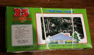 Vintage Sterling 35 Boxed Miniature Christmas Twinkle Light Set Holiday Indoor