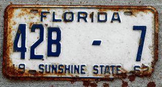 1962 Blue On White Florida Bus License Plate 42 Martin County